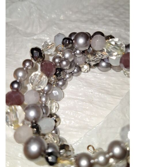 Acylic Women's Memory Wire Stacked Beaded Bracelet Boho Elegant Eveningwear - Picture 6 of 6